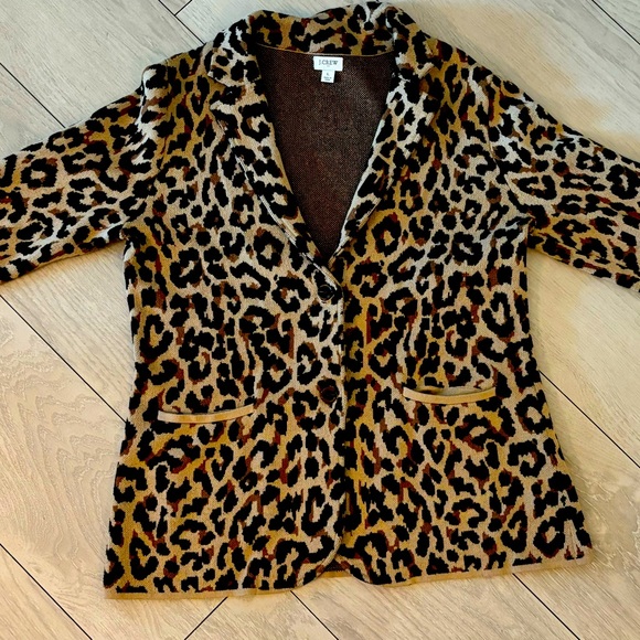 J. Crew Jackets & Blazers - J Crew Leopard Sweater Jacket